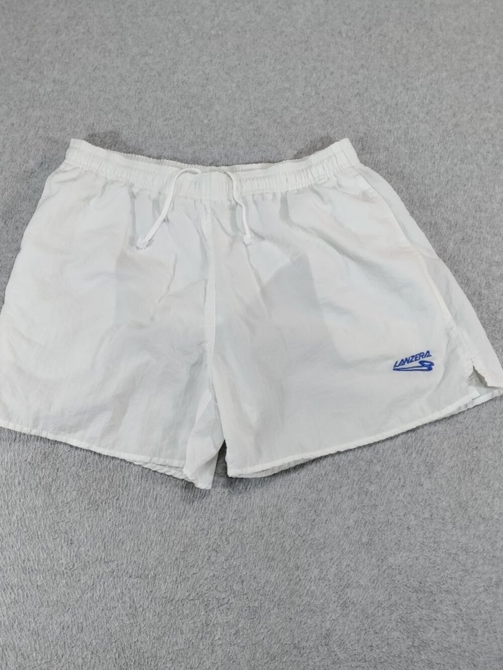 Lanzera Soccer Shorts Mens L White Nylon Lined Drawstring 5 Inseam